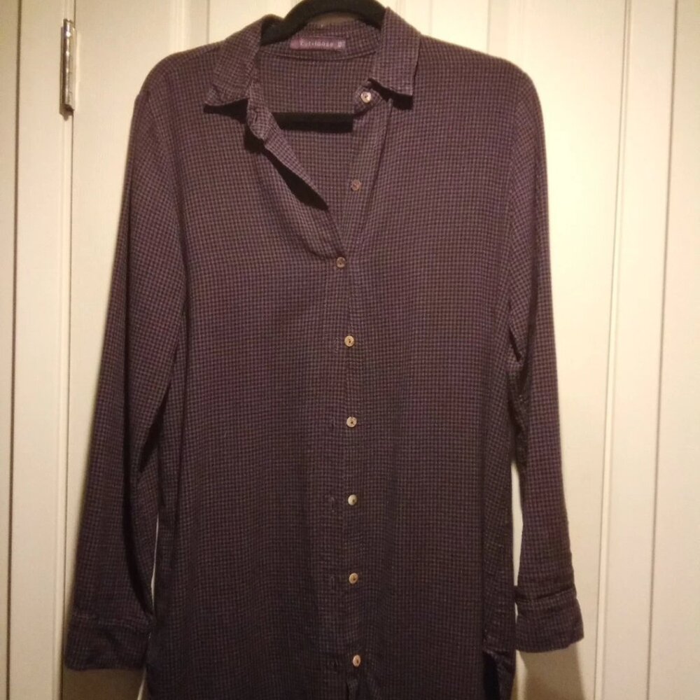 COTTON Cut Loose XS Button-Down Collared Shirt | Earthy Natural Fiber Blous